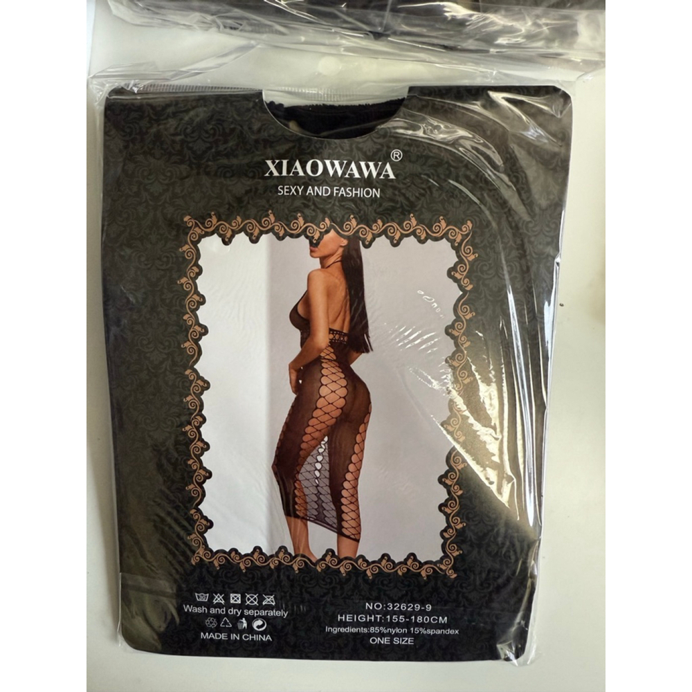 Women's XIAOWAWA Black Fishnet Maxi Dress
